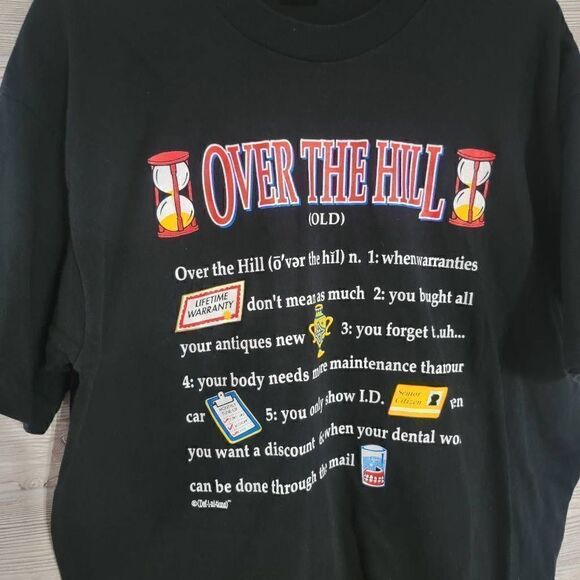Vintage Over The Hill T Shirt Mens SZ XL 90S Single Stitch USA Gag Shirt - Picture 3 of 6